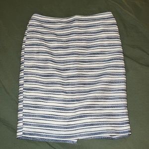 Ann Taylor Blue and White Striped Pencil Skirt 00P